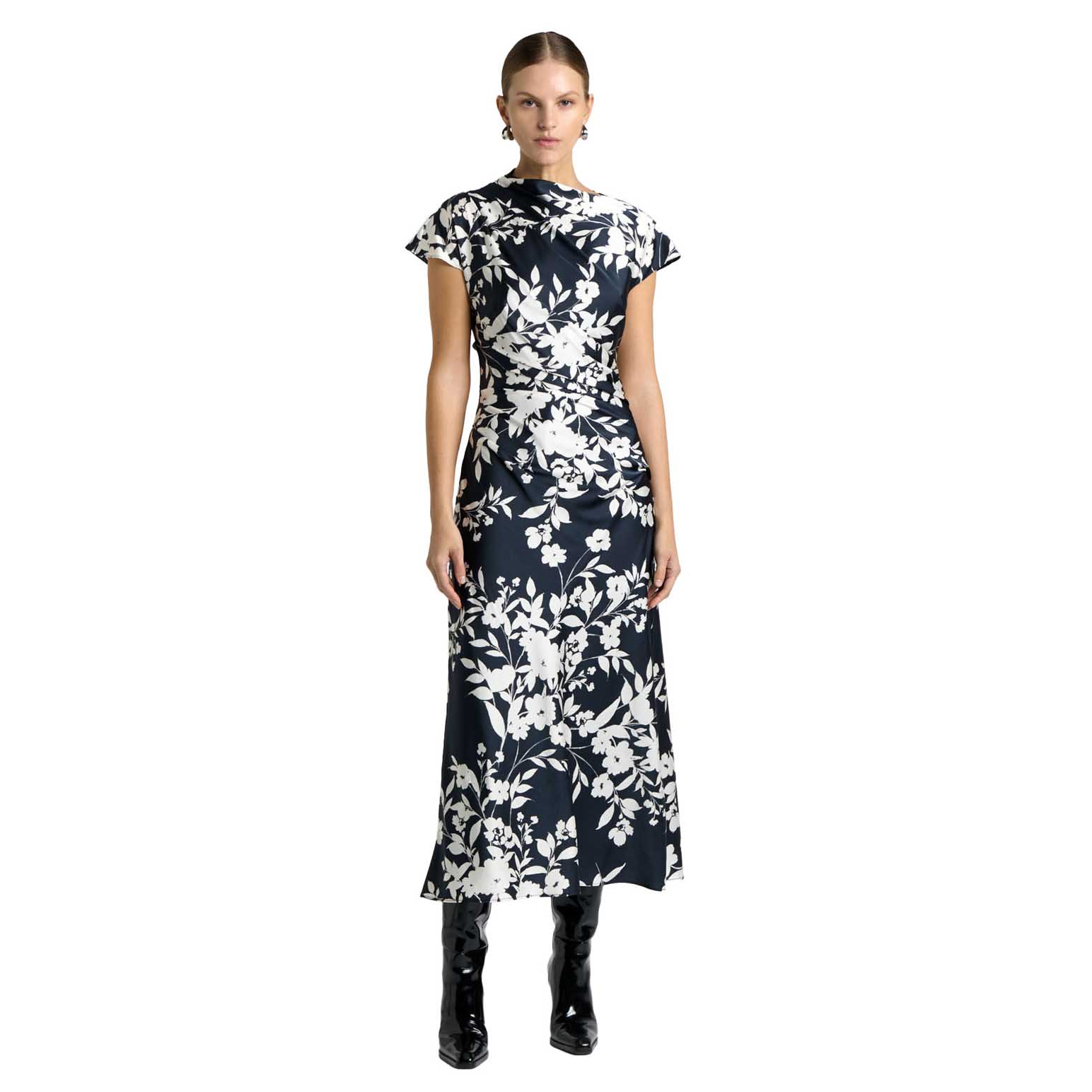 Cue Ink Stencil Floral Midi Dress
